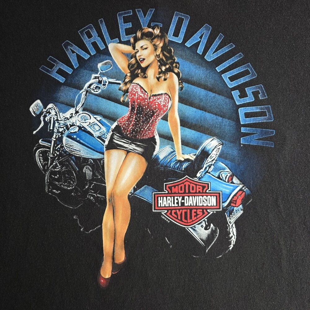 Harley-Davidson 3X T-Shirt Pin Up Girl Double Sided Mt Vernon IL USA